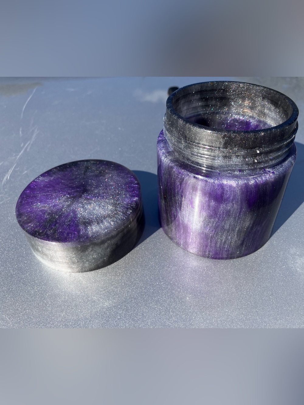 Black/Silver/purple stash jar